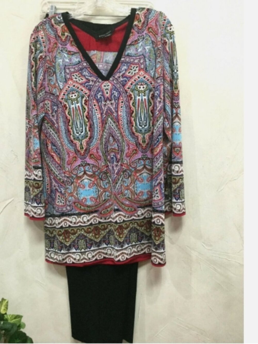 ETCETERA Womens Size S Tunic Top Blouse Stretch Polyester Red Black Blue Green